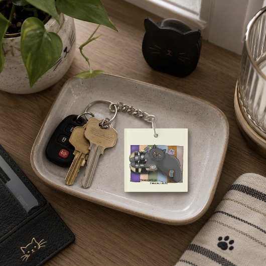 Britse Korthaar Kat Sandalen Strand Klaar Grappig Sleutelhanger
