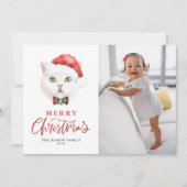 Britse Korthaar Kat Santa Red Foto Kerstmis Feestdagenkaart (Voorkant)