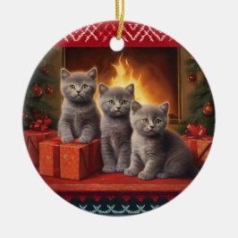 Britse korthaar kittens Kerstmis Keramisch Ornament