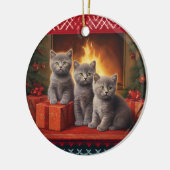 Britse korthaar kittens Kerstmis Keramisch Ornament (Links)