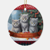Britse korthaar kittens Kerstmis Keramisch Ornament (Links)