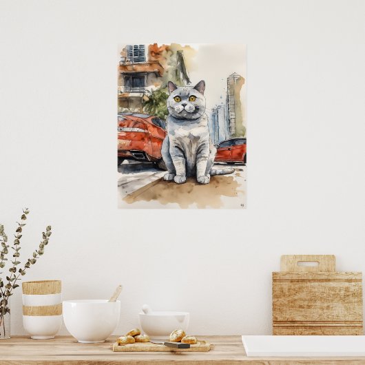 Britse kortharige kat - Cat Art Print (Keuken)