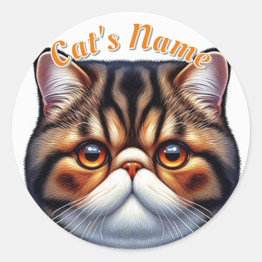Britse kortharige Tabby Cat · Voeg een naam toe Ronde Sticker (Voorkant)