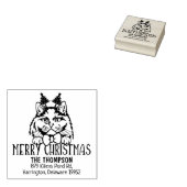 Britse langharige kat terug adres kerst rubberstempel (Gestempeld)