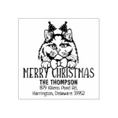 Britse langharige kat terug adres kerst rubberstempel (Afrduk)