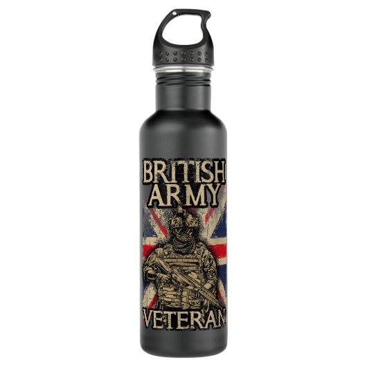 Britse legerveteraan Soldier Union Jack Flag UK Ar Waterfles (Voorkant)