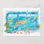 Britse Maagdeneilanden geïllustreerde reiskaart Briefkaart (Voorkant)