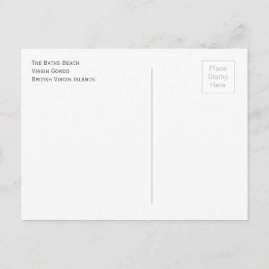 Britse Maagdeneilanden, Gorda, het Baths Beach Briefkaart (Achterkant)