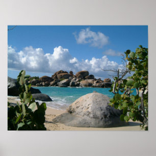Britse Maagdeneilanden, Gorda, het Baths Beach Poster