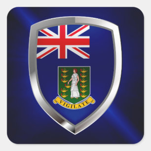 Britse Maagdeneilanden - Mettalic Emblem Vierkante Sticker