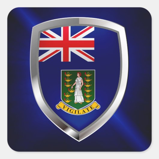 Britse Maagdeneilanden - Mettalic Emblem Vierkante Sticker (Voorkant)
