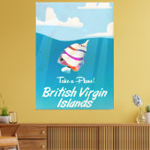 Britse Maagdeneilanden Oude vakantieposter Canvas Afdruk (Insitu (Woonkamer))