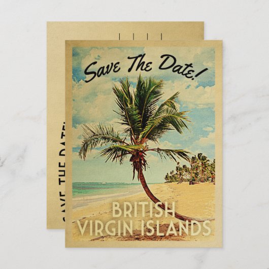 Britse Maagdeneilanden redden de datum BVI Aankondigingskaart (Voorkant / Achterkant)