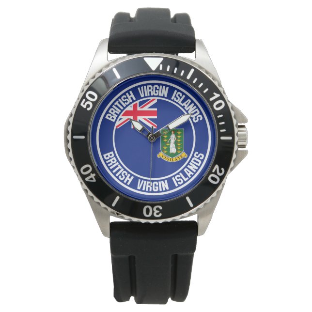 Britse Maagdeneilanden Ronde Embleem Horloge (Voorkant)