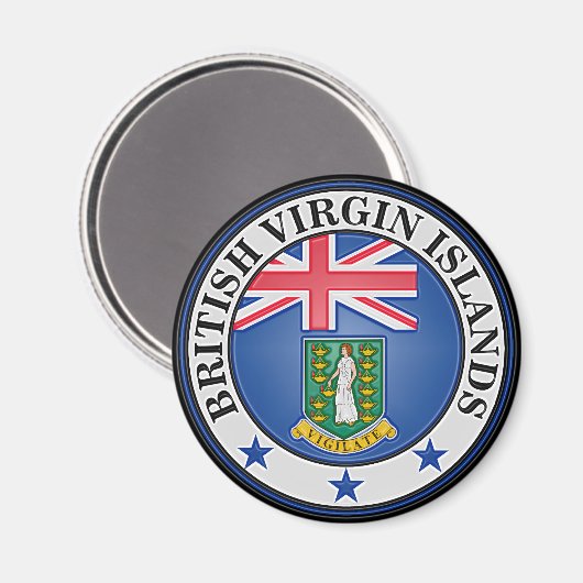 Britse Maagdeneilanden Ronde Embleem Magneet (Voorkant / Achterkant)