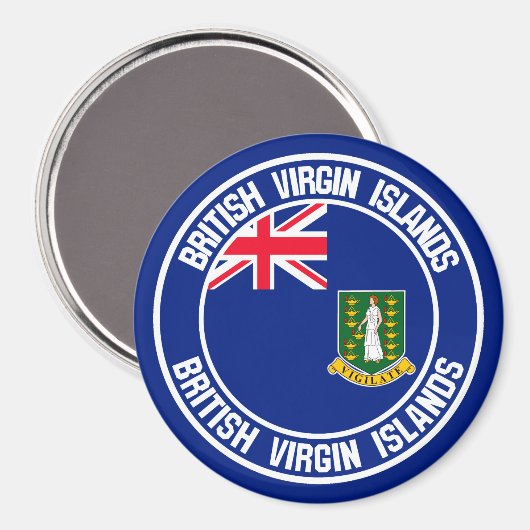 Britse Maagdeneilanden Ronde Embleem Magneet (Voorkant / Achterkant)