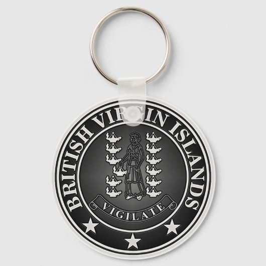 Britse Maagdeneilanden Ronde Embleem Sleutelhanger (Voorkant)