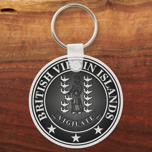Britse Maagdeneilanden Ronde Embleem Sleutelhanger (Voorkant)