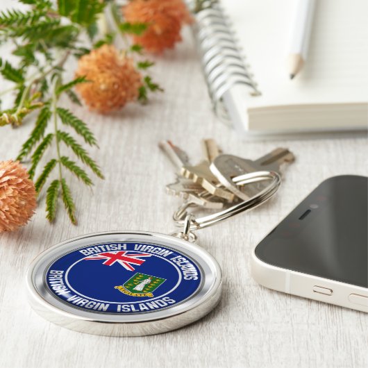 Britse Maagdeneilanden Ronde Embleem Sleutelhanger (Zijkant)