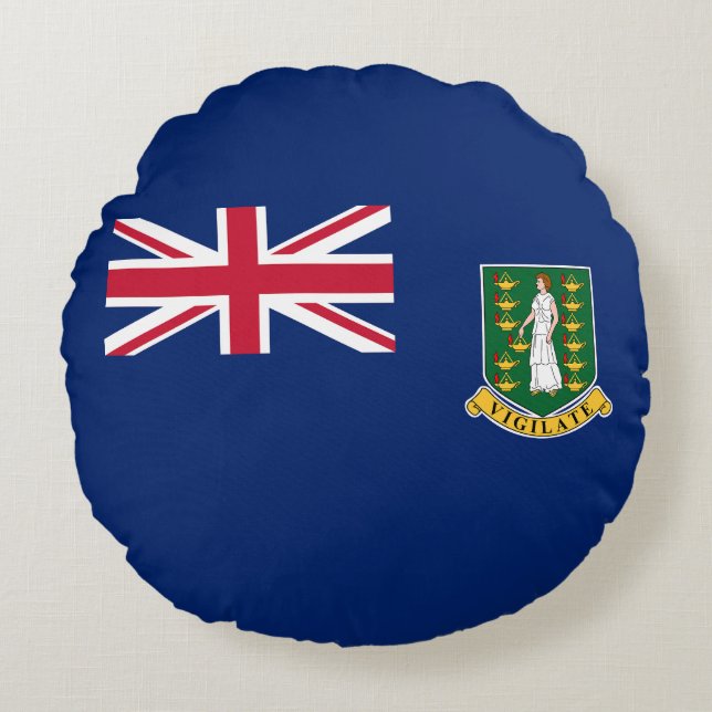 Britse Maagdeneilanden Vlag Rond Kussen (Voorkant)