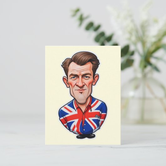 Britse Man karikatuur met Union Jack Flag Briefkaart (Staand voorkant)