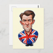 Britse Man karikatuur met Union Jack Flag Briefkaart (Voorkant / Achterkant)