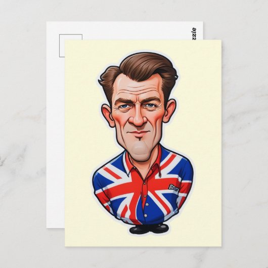 Britse Man karikatuur met Union Jack Flag Briefkaart (Voorkant / Achterkant)