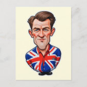 Britse Man karikatuur met Union Jack Flag Briefkaart (Voorkant)