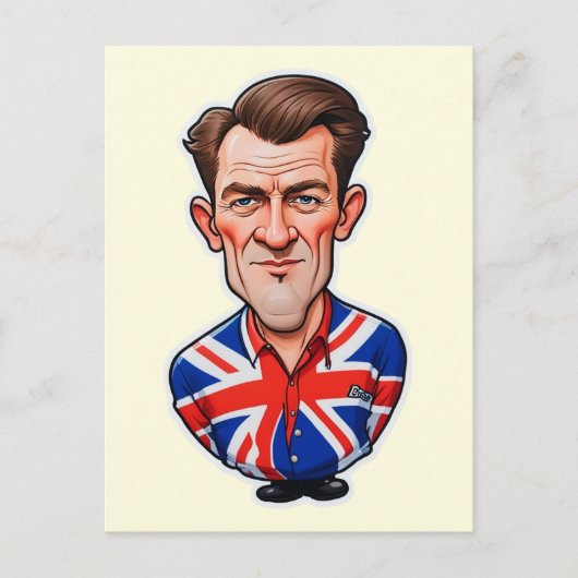 Britse Man karikatuur met Union Jack Flag Briefkaart (Voorkant)