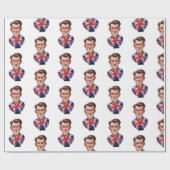 Britse Man karikatuur met Union Jack Flag Cadeaupapier (Vlak)