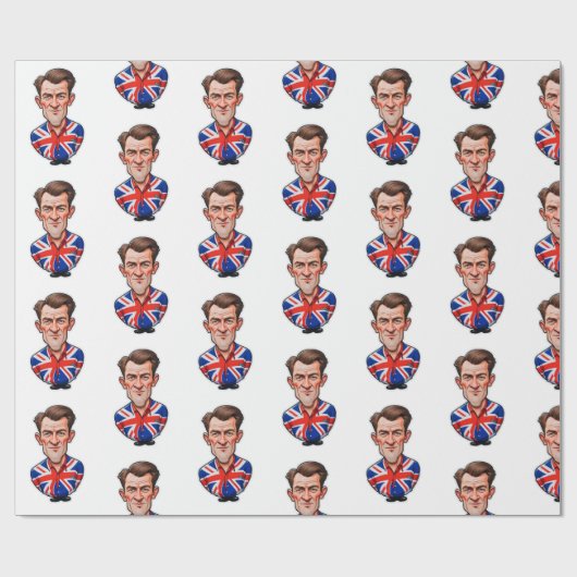 Britse Man karikatuur met Union Jack Flag Cadeaupapier (Vlak)