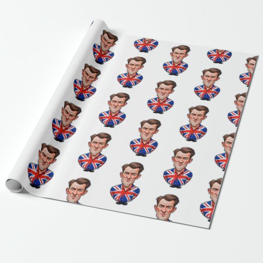 Britse Man karikatuur met Union Jack Flag Cadeaupapier (Uitgerold)