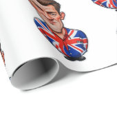 Britse Man karikatuur met Union Jack Flag Cadeaupapier (Rol Hoek)