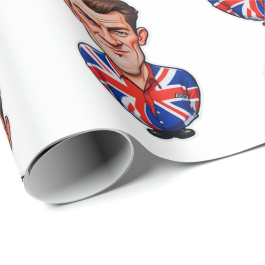 Britse Man karikatuur met Union Jack Flag Cadeaupapier (Rol Hoek)