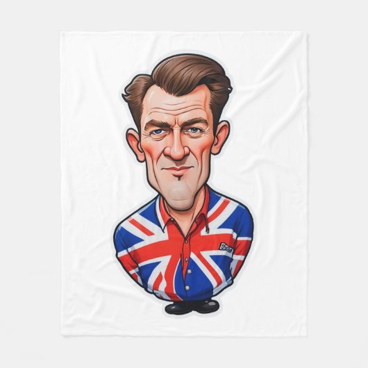 Britse Man karikatuur met Union Jack Flag Fleece Deken (Voorkant)
