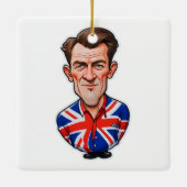 Britse Man karikatuur met Union Jack Flag Keramisch Ornament (Achterkant)