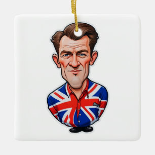 Britse Man karikatuur met Union Jack Flag Keramisch Ornament