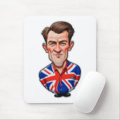 Britse Man karikatuur met Union Jack Flag Muismat (Met muis)