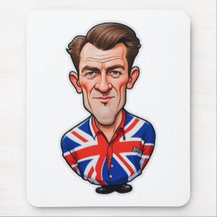 Britse Man karikatuur met Union Jack Flag Muismat