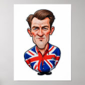 Britse Man karikatuur met Union Jack Flag Poster (Voorkant)