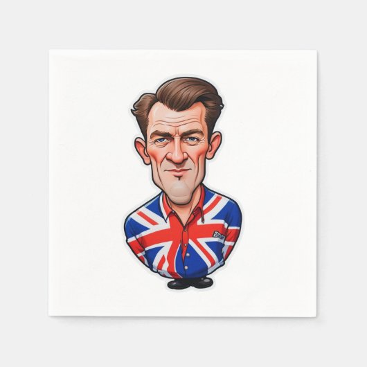 Britse Man karikatuur met Union Jack Flag Servet (Voorkant)