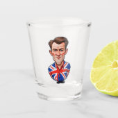 Britse Man karikatuur met Union Jack Flag Shot Glas (Voorkant)