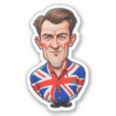 Britse Man karikatuur met Union Jack Flag Sticker (Voorkant)