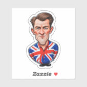 Britse Man karikatuur met Union Jack Flag Sticker (Vel)