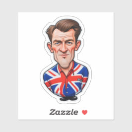 Britse Man karikatuur met Union Jack Flag Sticker