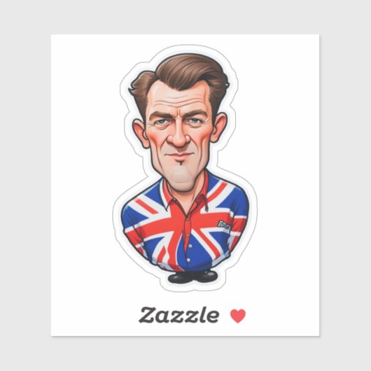 Britse Man karikatuur met Union Jack Flag Sticker (Vel)