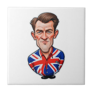 Britse Man karikatuur met Union Jack Flag Tegeltje