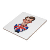 Britse Man karikatuur met Union Jack Flag Tegeltje (Zijkant)