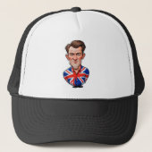 Britse Man karikatuur met Union Jack Flag Trucker Pet (Voorkant)