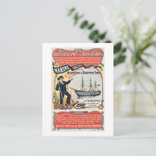  Britse Mariene Maatschappij Sailor Aanwerving Briefkaart (Staand voorkant)